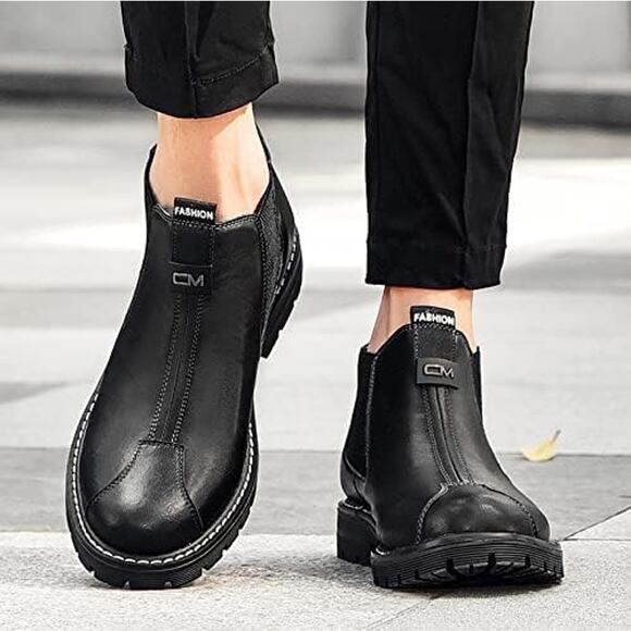 NWT ~ Men's Black Chelsea Ankle Slip On Hiking Casual Dress Boots ~ 8 1/2 (39) - Picture 5 of 5